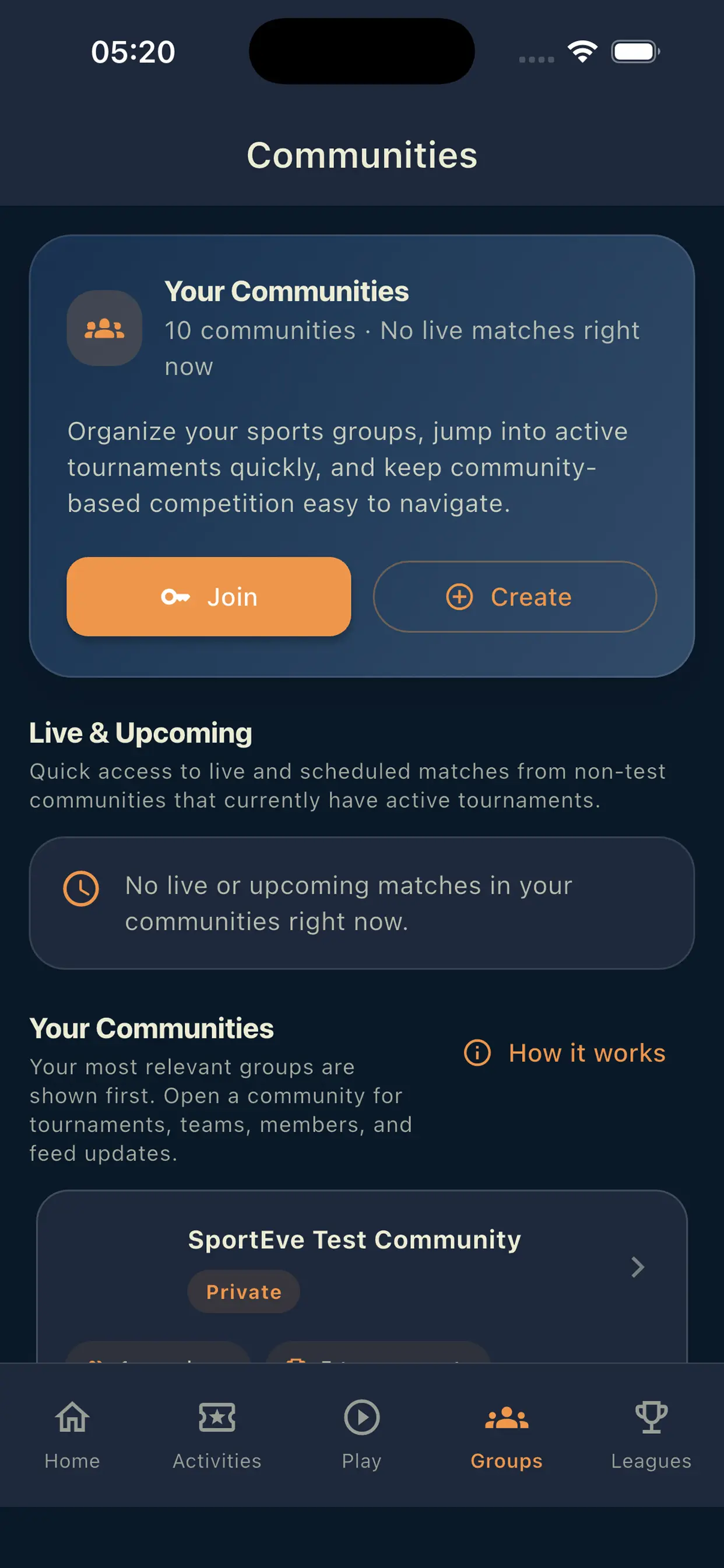 SportEve community home screenshot
