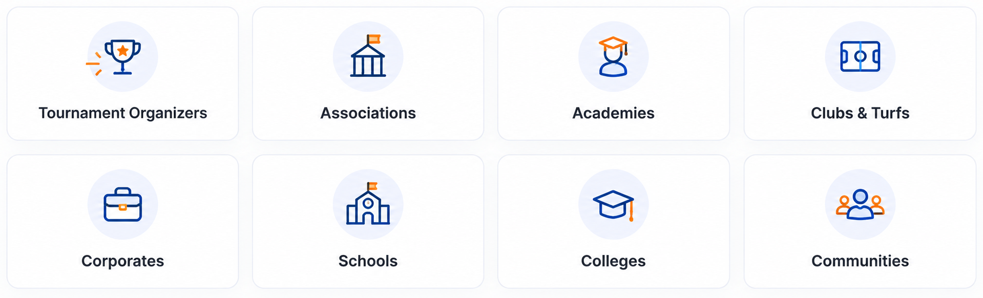 SportEve is built for tournament organizers, associations, academies, clubs and turfs, corporates, schools, colleges, and communities.